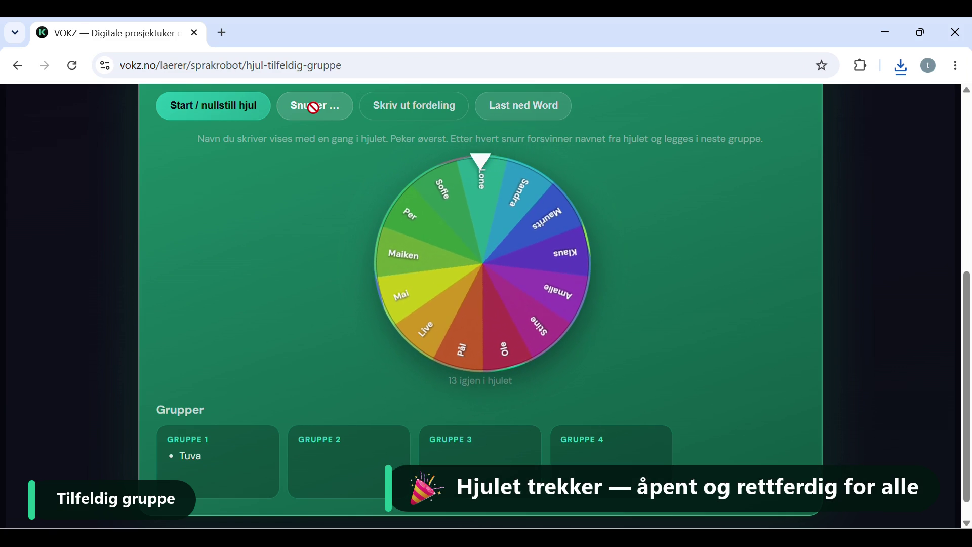 Forhåndsvisning: Tilfeldig gruppe — rettferdig på sekunder